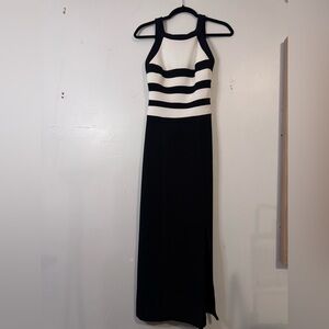 Betsy & Adam Black & White Halter Gown – 90s Minimalism / Hollywood Glam